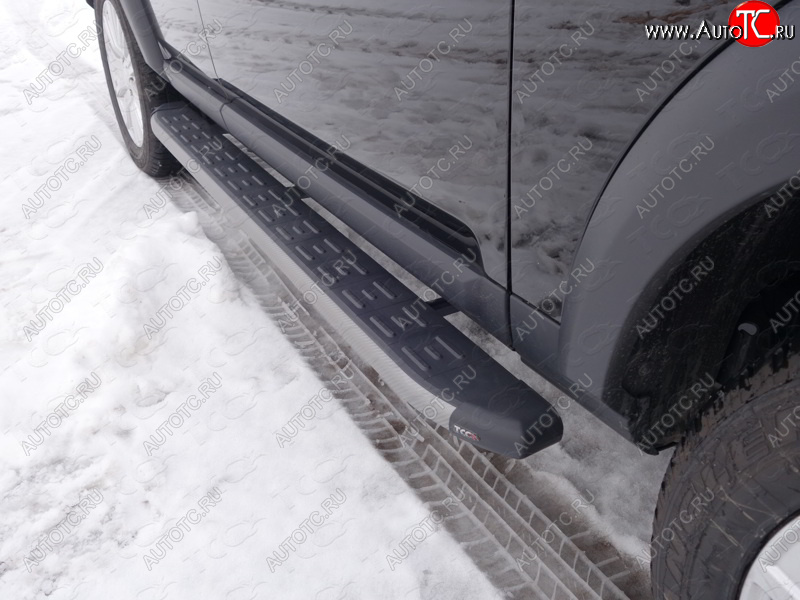 21 349 р. Пороги алюминиевые с пластиковой накладкой ТСС Тюнинг  Land Rover Discovery  4 L319 (2009-2016) (карбон серые)  с доставкой в г. Кемерово
