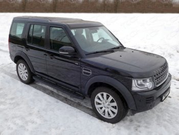 Пороги алюминиевые с пластиковой накладкой ТСС Тюнинг Land Rover Discovery  4 L319 (2009-2016) (карбон черные)