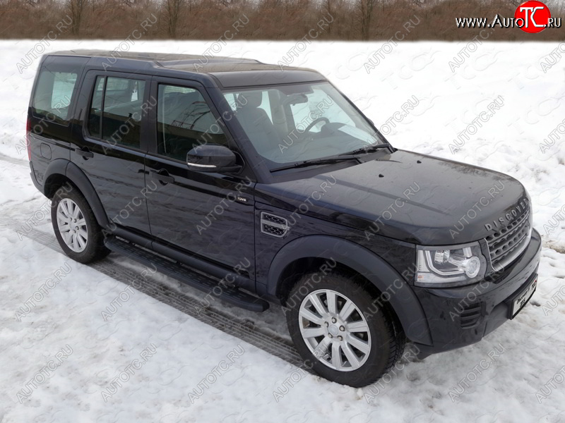 21 349 р. Пороги алюминиевые с пластиковой накладкой ТСС Тюнинг  Land Rover Discovery  4 L319 (2009-2016) (карбон черные)  с доставкой в г. Кемерово
