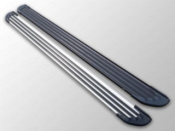 Пороги алюминиевые Slim Line ТСС Тюнинг Land Rover Discovery 4 L319 (2009-2016) (Silver)