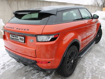 Пороги алюминиевые с пластиковой накладкой, ТСС Тюнинг Land Rover Range Rover Evoque  1 L538 (2015-2018) рестайлинг 3 дв. (карбон серебро )