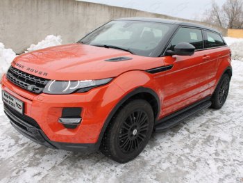 Пороги алюминиевые с пластиковой накладкой ТСС Тюнинг Land Rover Range Rover Evoque  1 L538 (2015-2018) рестайлинг 5 дв. (карбон черные)