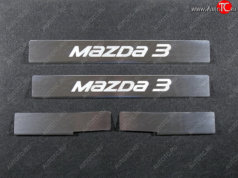 1 000 000 р. Накладки на порожки салона ТСС Тюнинг Mazda 3/Axela BM дорестайлинг седан (2013-2016) (лист шлифованный, надпись Mazda 3,)  с доставкой в г. Кемерово