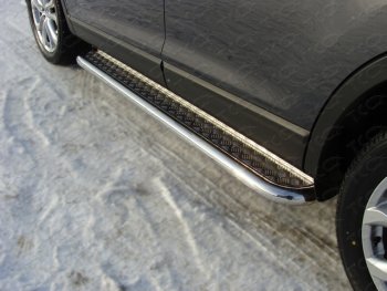 Пороги с площадкой 60,3 мм ТСС Тюнинг Mazda CX-9  TB (2012-2015) 2-ой рестайлинг (серые)