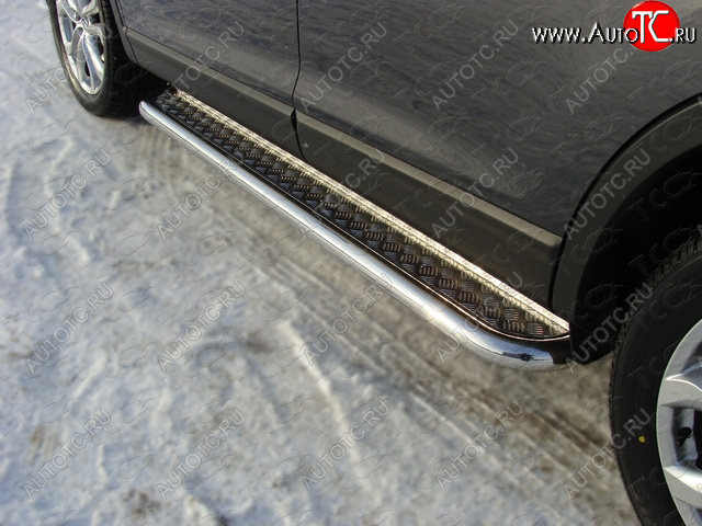 1 000 000 р. Пороги с площадкой 60,3 мм ТСС Тюнинг  Mazda CX-9  TB (2012-2015) 2-ой рестайлинг (серые)  с доставкой в г. Кемерово