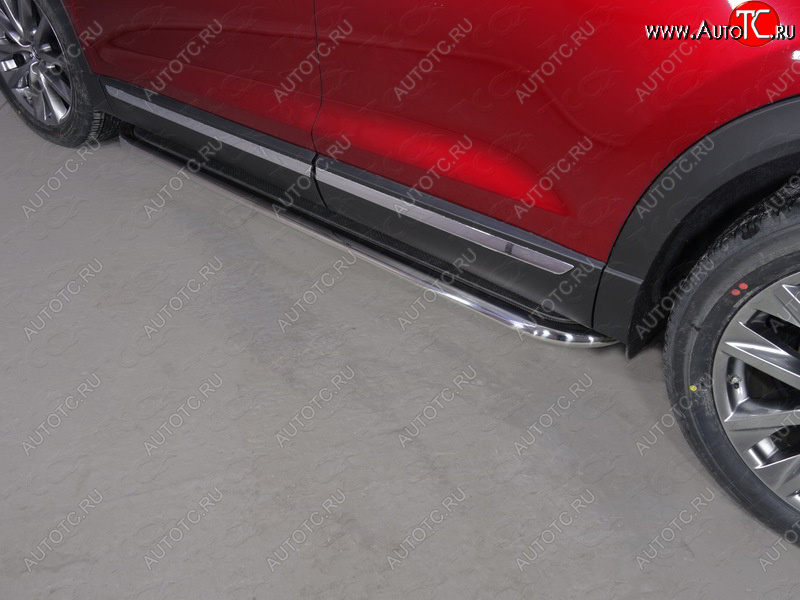 1 000 000 р. Пороги с площадкой 75х42 мм ТСС Тюнинг  Mazda CX-9  TB (2012-2015) 2-ой рестайлинг (серые)  с доставкой в г. Кемерово