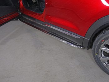 Пороги с площадкой 75х42 мм ТСС Тюнинг Mazda CX-9  TB (2012-2015) 2-ой рестайлинг