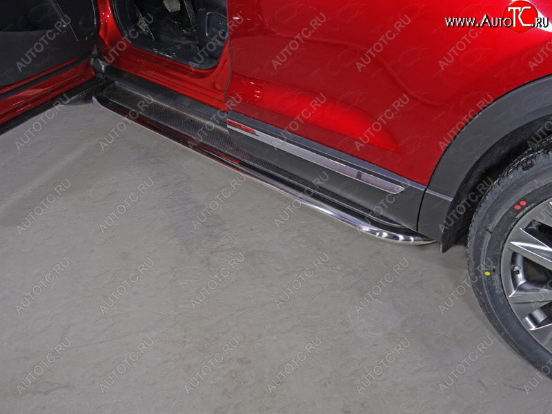 1 000 000 р. Пороги с площадкой 75х42 мм ТСС Тюнинг  Mazda CX-9  TB (2012-2015) 2-ой рестайлинг (нержавейка)  с доставкой в г. Кемерово