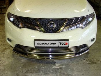 Декоративная вставка переднего бампера ТСС Тюнинг Nissan Murano  2 Z51 (2010-2016) рестайлинг (d 16 мм)