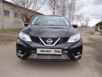 1 093 999 р. Вставка переднего бампера ТСС Тюнинг  Nissan Tiida  2 хэтчбек (2015-2016) C13 дорестайлинг (лист 16 мм)  с доставкой в г. Кемерово. Увеличить фотографию 1