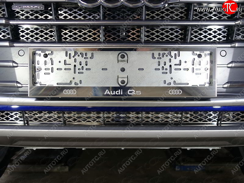 5 999 р. Рамка гос. номера ТСС Тюнинг Audi Q7 4M дорестайлинг (2015-2020) (нержавейка)  с доставкой в г. Кемерово