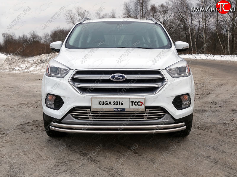 5 999 р. Рамка гос. номера ТСС Тюнинг Ford Kuga 2 рестайлинг (2016-2019) (нержавейка)  с доставкой в г. Кемерово