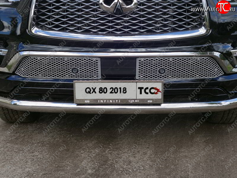 5 999 р. Рамка гос. номера ТСС Тюнинг INFINITI QX80 Z62 2-ой рестайлинг (2018-2024) (нержавейка)  с доставкой в г. Кемерово