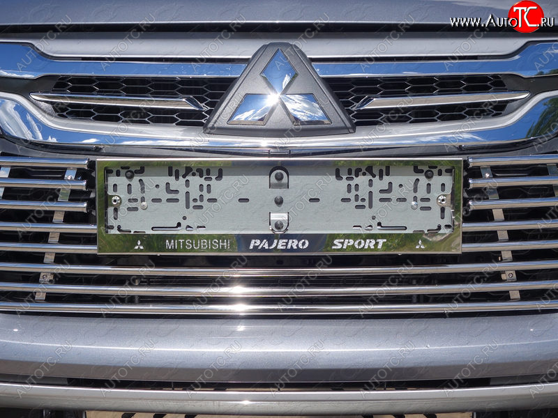 5 999 р. Рамка гос. номера ТСС Тюнинг Mitsubishi Pajero Sport QE дорестайлинг (2015-2021) (нержавейка)  с доставкой в г. Кемерово
