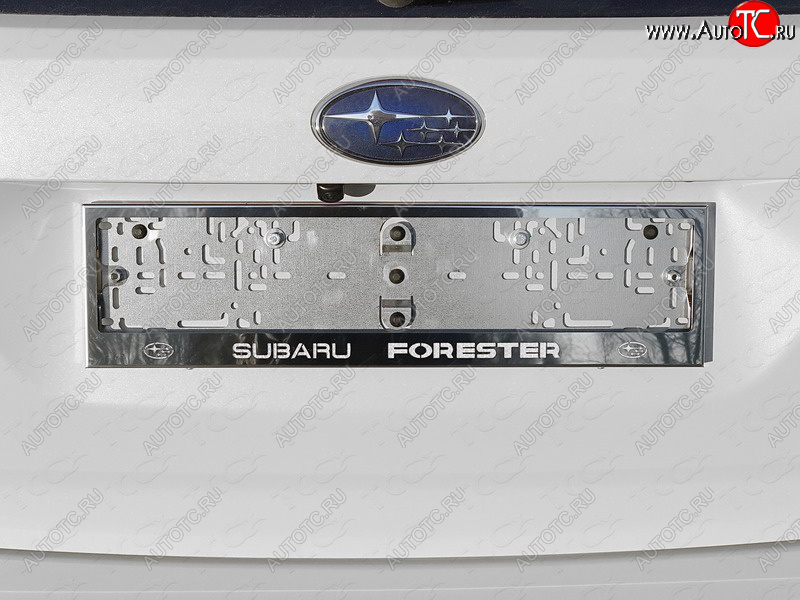 5 999 р. Рамка гос. номера ТСС Тюнинг Subaru Forester SK/S14 дорестайлинг (2018-2021) (нержавейка)  с доставкой в г. Кемерово