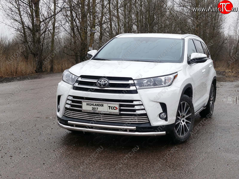 5 999 р. Рамка гос. номера ТСС Тюнинг  Toyota Highlander  XU50 (2016-2020) рестайлинг (нержавейка)  с доставкой в г. Кемерово