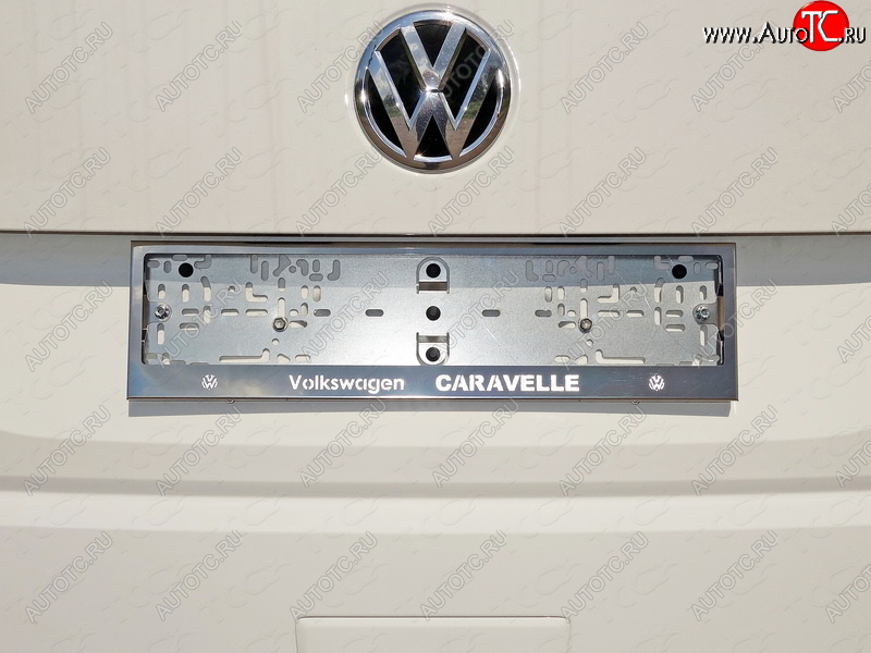 5 999 р. Рамка гос. номера ТСС Тюнинг Volkswagen Caravelle T6 дорестайлинг (2015-2019) (нержавейка)  с доставкой в г. Кемерово