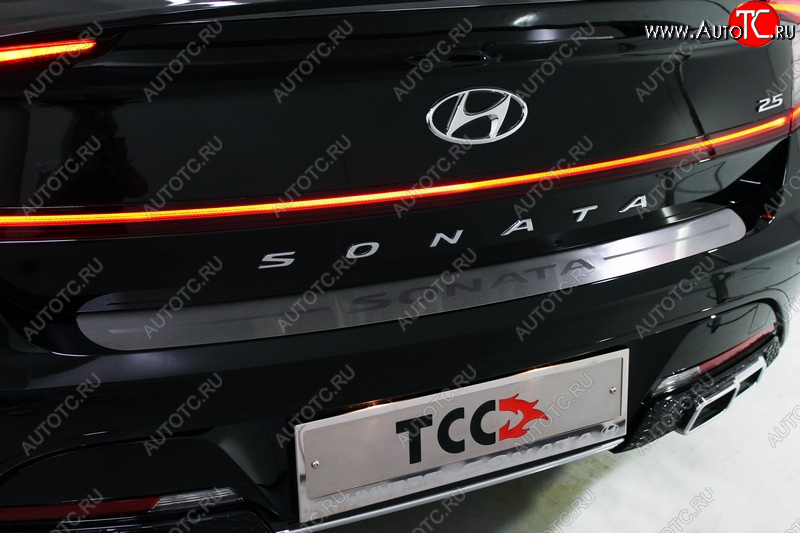 1 000 000 р. Накладка на задний бампер ТСС Тюнинг  Hyundai Solaris  HCR (2020-2022) седан рестайлинг (Лист шлифованный, надпись Hyundai)  с доставкой в г. Кемерово
