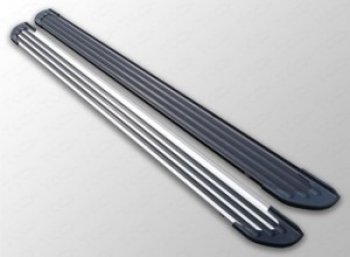 Пороги алюминиевые ТСС Тюнинг Chevrolet Captiva  дорестайлинг (2006-2011) (Slim Line Silver)