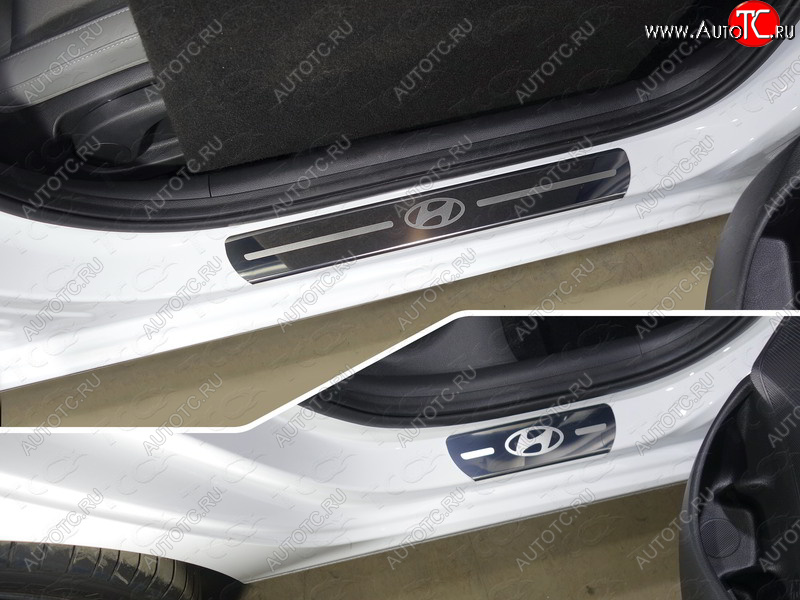 1 000 000 р. Накладки на пороги (4 шт) ТСС Тюнинг  Hyundai I30  3 PD - I30 Fastback  PD (лист зеркальный логотип Hyundai)  с доставкой в г. Кемерово