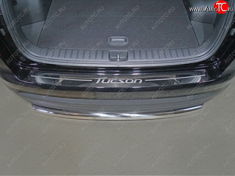 1 000 000 р. Накладка на задний бампер ТСС Тюнинг  Hyundai Tucson  TL (2018-2021) рестайлинг (Лист зеркальный, надпись Tucson)  с доставкой в г. Кемерово