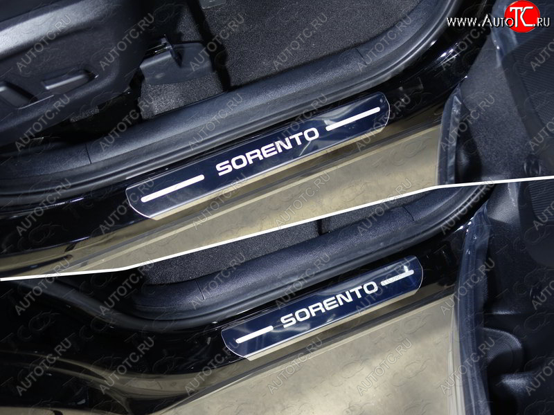 1 000 000 р. Накладки на пороги ТСС Тюнинг  KIA Sorento  UM/Prime (2018-2020) рестайлинг (лист зеркальный надпись Sorento)  с доставкой в г. Кемерово