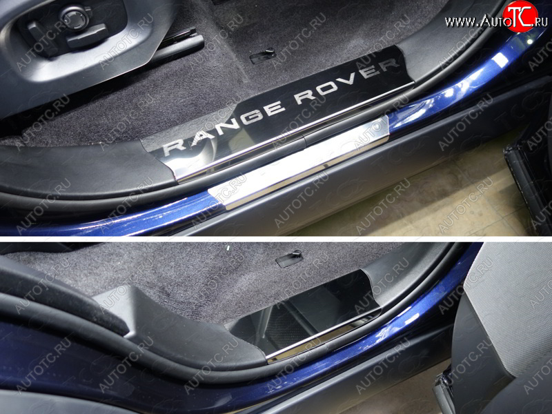 1 000 000 р. Накладки на пластиковые порожки салона ТСС Тюнинг  Land Rover Range Rover Sport  2 L494 (2013-2017) дорестайлинг (Лист зеркальный надпись Range Rover)  с доставкой в г. Кемерово