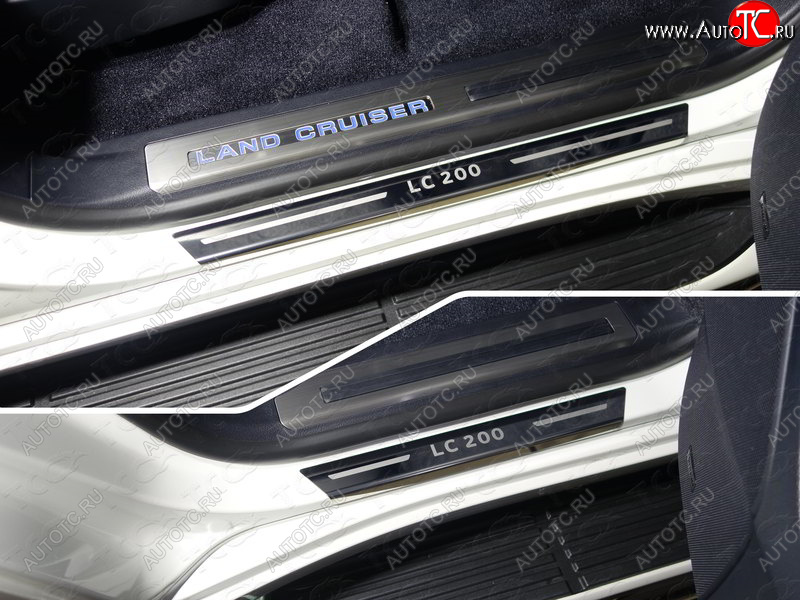 1 000 000 р. Накладки на пороги с гибом (4шт) ТСС Тюнинг  Toyota Land Cruiser  200 (2015-2021) 2-ой рестайлинг (лист зеркальный надпись LC 200)  с доставкой в г. Кемерово