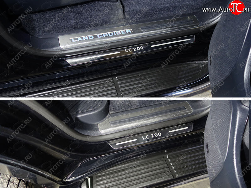 1 000 000 р. Накладки на пороги (4 шт) ТСС Тюнинг Toyota Land Cruiser 200 2-ой рестайлинг (2015-2021) (лист зеркальный надпись LC 200)  с доставкой в г. Кемерово