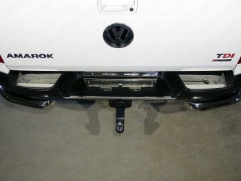 Накладки на задний бампер, ТСС Тюнинг Volkswagen Amarok рестайлинг (2016-2022) (лист зеркальный)