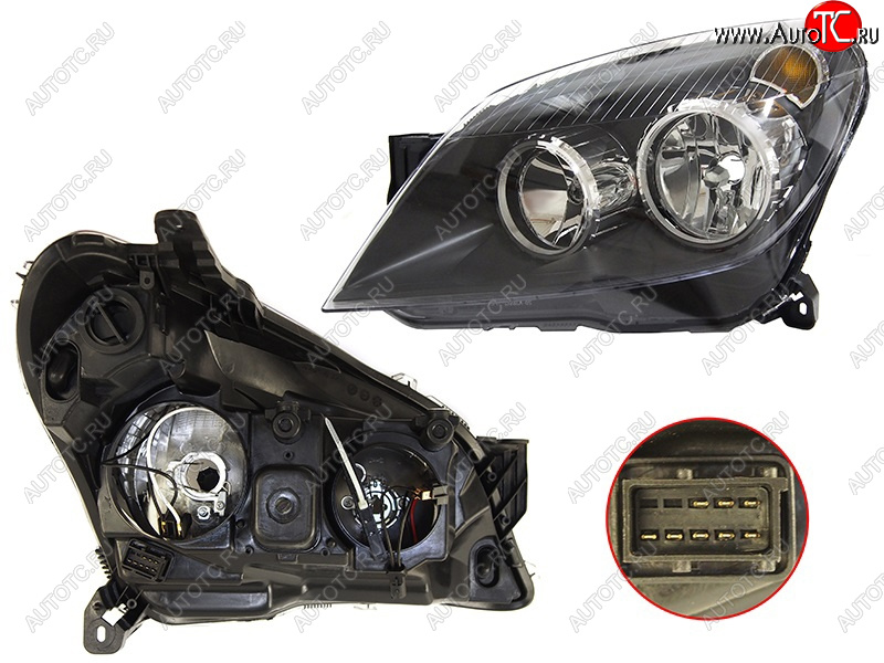 12 749 р. Фара левая (черная, с электрокорректором) TYC Opel Astra H универсал (2004-2007)  с доставкой в г. Кемерово