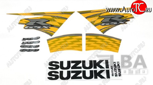 3 999 р. Комплект наклеек на пластик для мотоцикла Suzuki GSX-R600750 11-16 Желто-Черный  пм-00017744  с доставкой в г. Кемерово