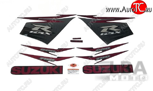 7 549 р. Комплект наклеек на пластик для мотоцикла Suzuki GSX-R600750 11-16 Черно-Красный  пм-00017748  с доставкой в г. Кемерово