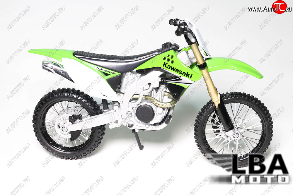 1 599 р. Модель мотоцикла Kawasaki KX-450F Зеленого цвета масштаб 112  пм-00004981  с доставкой в г. Кемерово