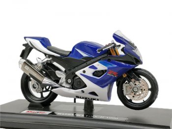Модель мотоцикла Suzuki GSX-R1000 05-06 Сине-Белый масштаб 118  пм-00018358