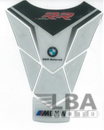 Наклейка на бак для мотоцикла BMW S1000RR Бело-Черная  пм-00017099