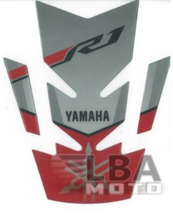Наклейка на бак для мотоцикла Yamaha YZF-R1 Бело-Серо-Красная  пм-00017115