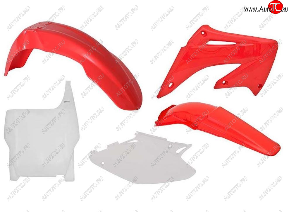 12 749 р. Комплект пластика R-Tech Honda CR125250 2004-2007 (R-KITCR0-OEM-503) красный-белый  r-kitcr0-oem-503  с доставкой в г. Кемерово