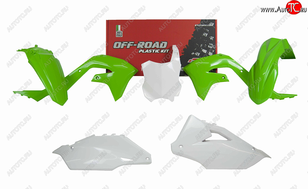 12 749 р. Комплект пластика R-Tech Kawasaki KX450F 19-20 (R-KITKXF-OEM-599) зеленыйбелый  r-kitkxf-oem-599  с доставкой в г. Кемерово