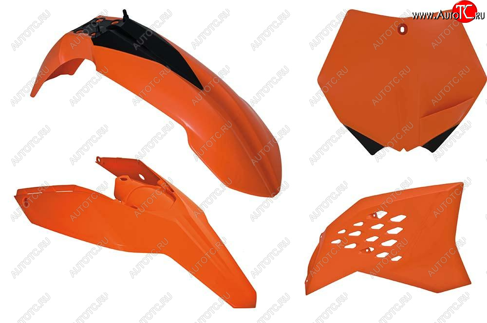 12 749 р. Компл. пласт. R-Tech KTM SXSXF 125-505 07-10, EXCEXCF 125-530 08-11 (R-KITKTM-OEM-505) оранжчерн.  r-kitktm-oem-505  с доставкой в г. Кемерово