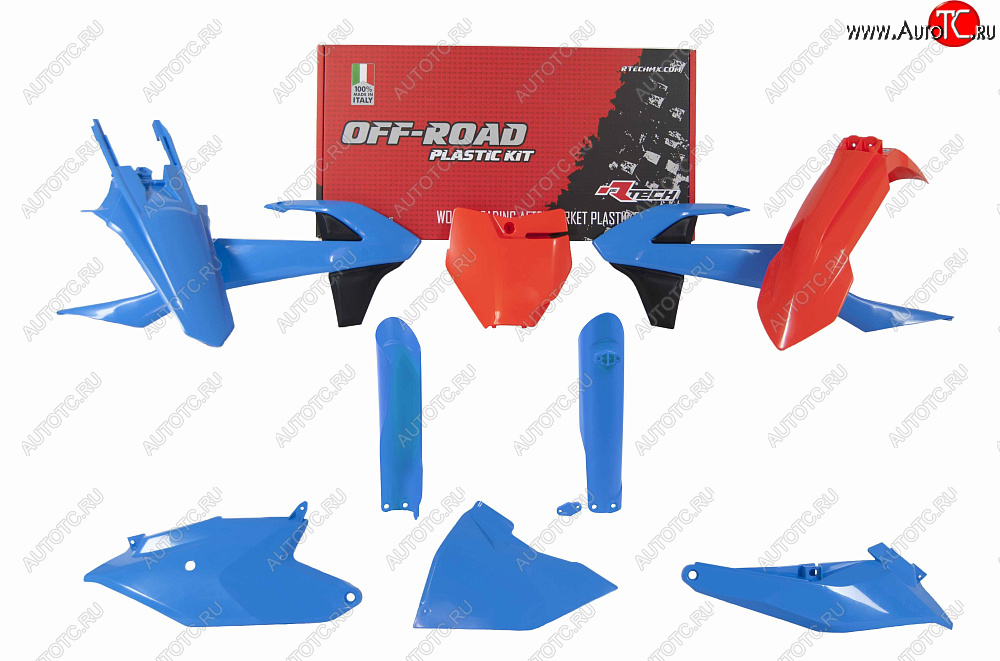 13 999 р. Комплект пластика R-Tech KTM SX85 18-22 (R-KITKTM-CL0-185) оранжевый-голубой  r-kitktm-cl0-185  с доставкой в г. Кемерово