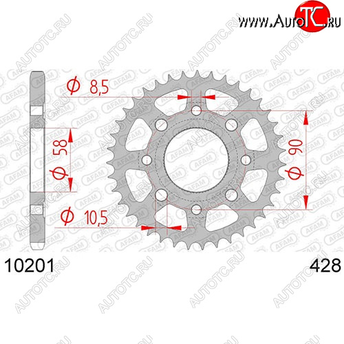 1 599 р. Звезда задняя ведомая Afam 10201 49 Зубов ( JTR269 49 )  пм-00017505  с доставкой в г. Кемерово