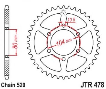 Звезда цепного привода JTR478 43ZBK  jtr478.43zbk