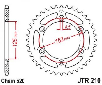 Звезда цепного привода JTR210 52  jtr210.52