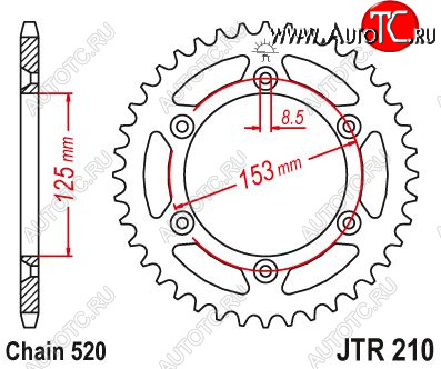 3 199 р. Звезда цепного привода JTR210 52  jtr210.52  с доставкой в г. Кемерово
