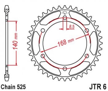 Звезда цепного привода JTR6 47  jtr6.47