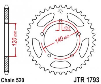 Звезда цепного привода JTR1793 43  jtr1793.43