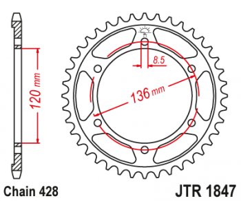 Звезда цепного привода JTR1847 48  jtr1847.48