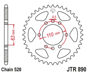 Звезда цепного привода JTA890.45ORG  jta890.45org