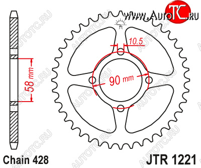 1 949 р. Звезда цепного привода JTR1221 44  jtr1221.44  с доставкой в г. Кемерово
